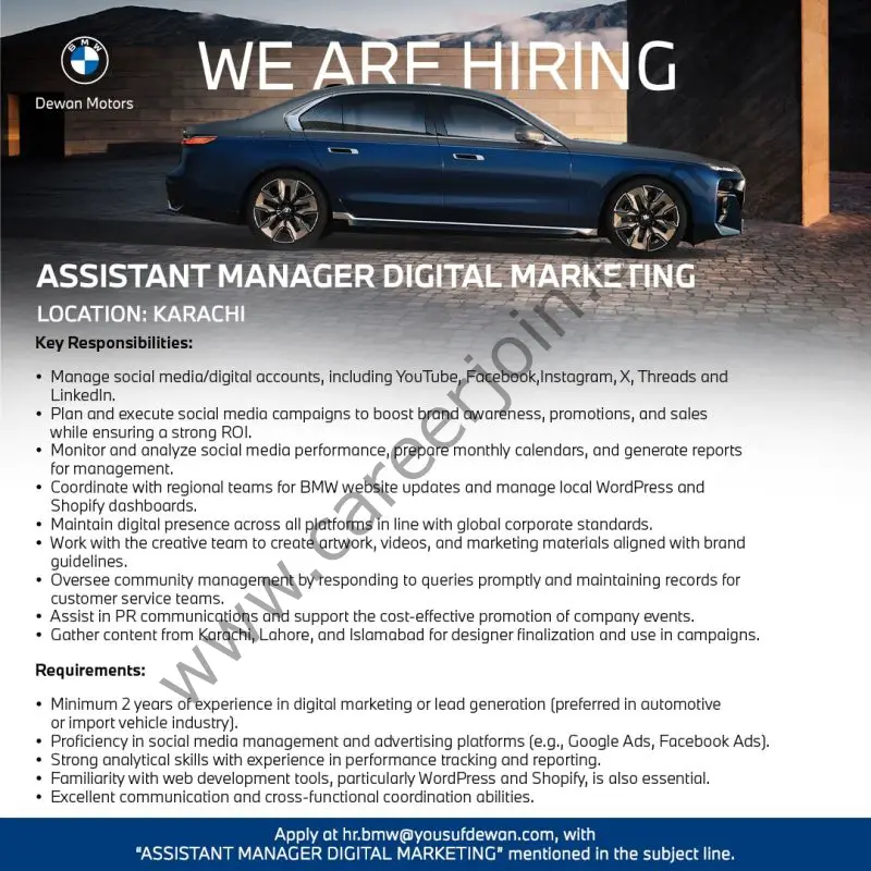 Dewan Motors Jobs Assistant Manager Digital Marketing 1