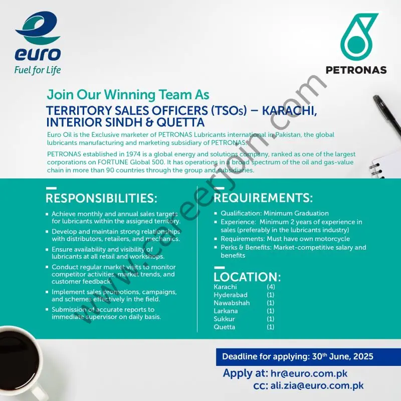 Euro Oil Pakistan Jobs Territory Sales Officers 1