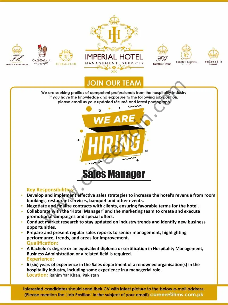 Imperial Hotel Management Services Jobs Sales Manager 1