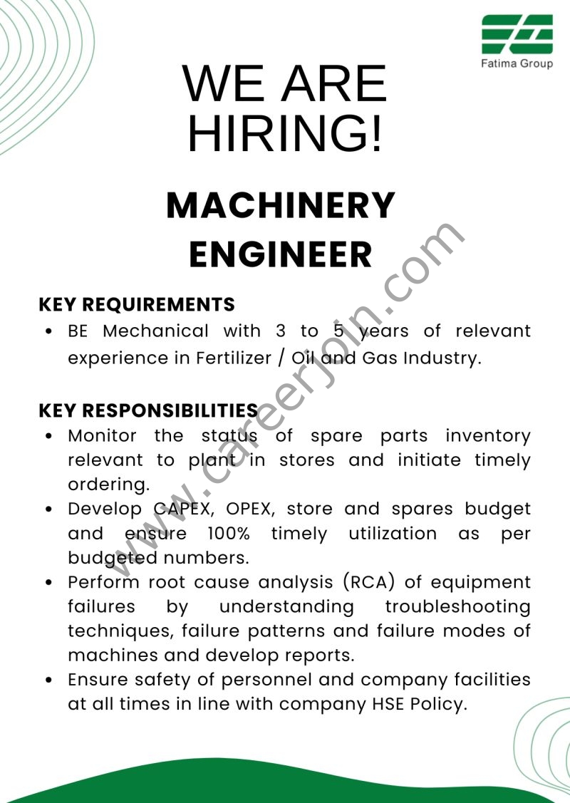 Fatima Group Jobs Machinery Engineer 1