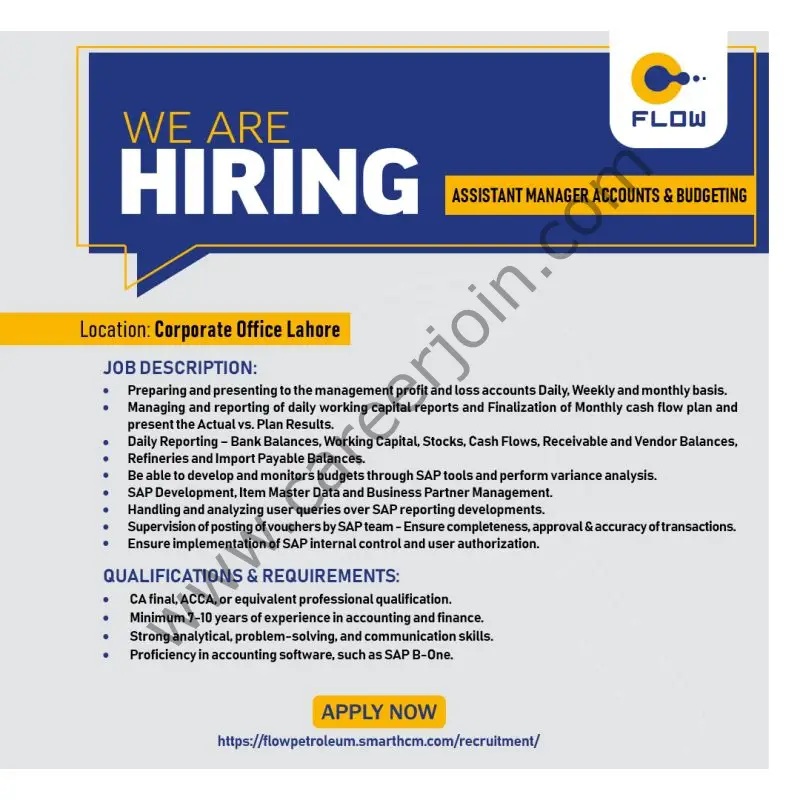 Flow Petroleum Pvt Ltd Jobs Assistant Manager Accounts and Budgeting 1