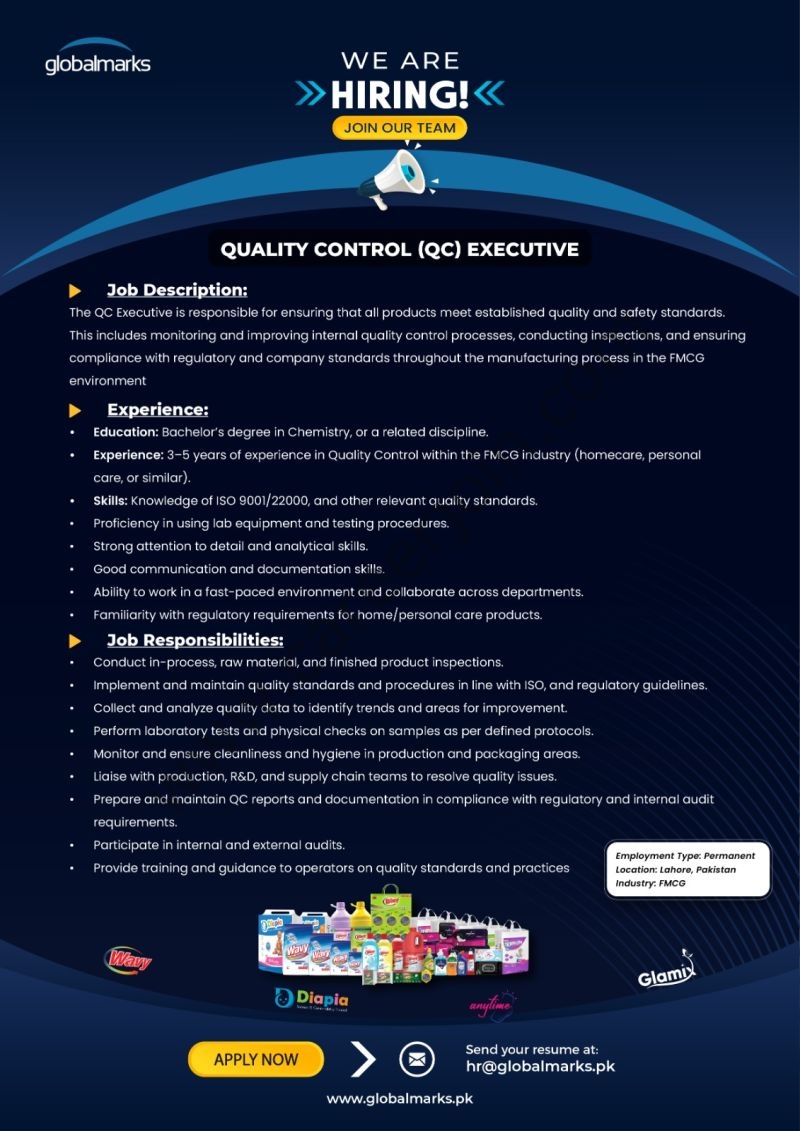 Global Marks Pvt Ltd Jobs QC Executive 1