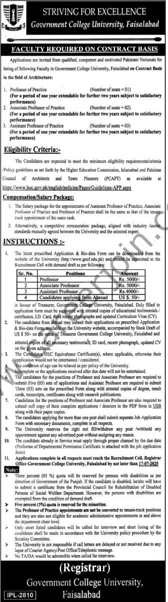 Government College University Jobs 22 June 2025 Express Tribune 1