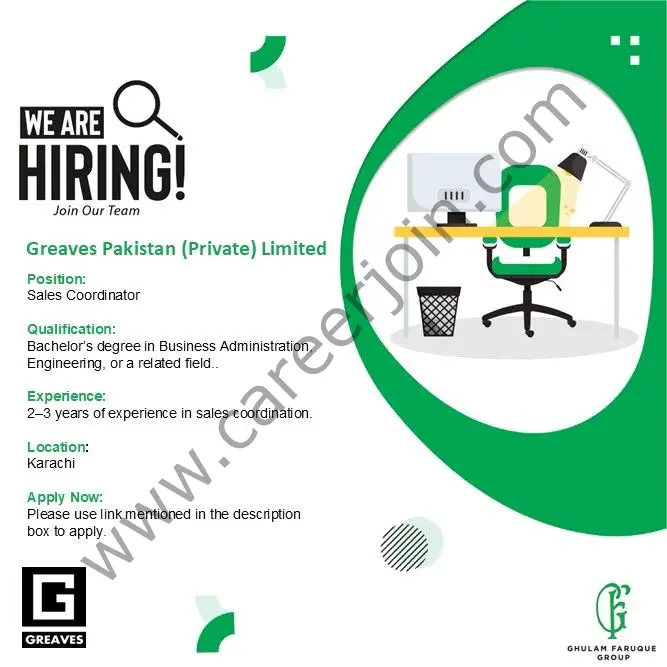 Greaves Pakistan Pvt Ltd Jobs Sales Coordinator 1