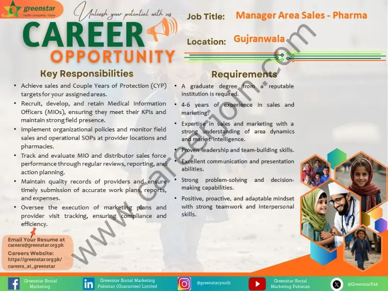 Greenstar Social Marketing (Guarantee) Limited Jobs Manager Area Sales Pharma 1