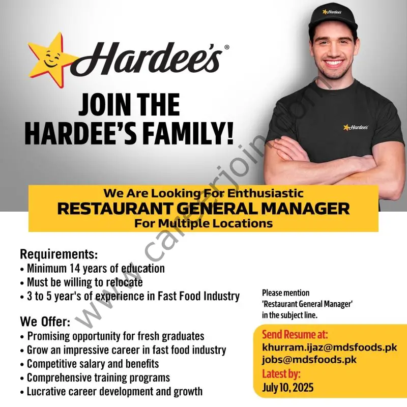 Hardees Pakistan Jobs Restaurant General Manager 1