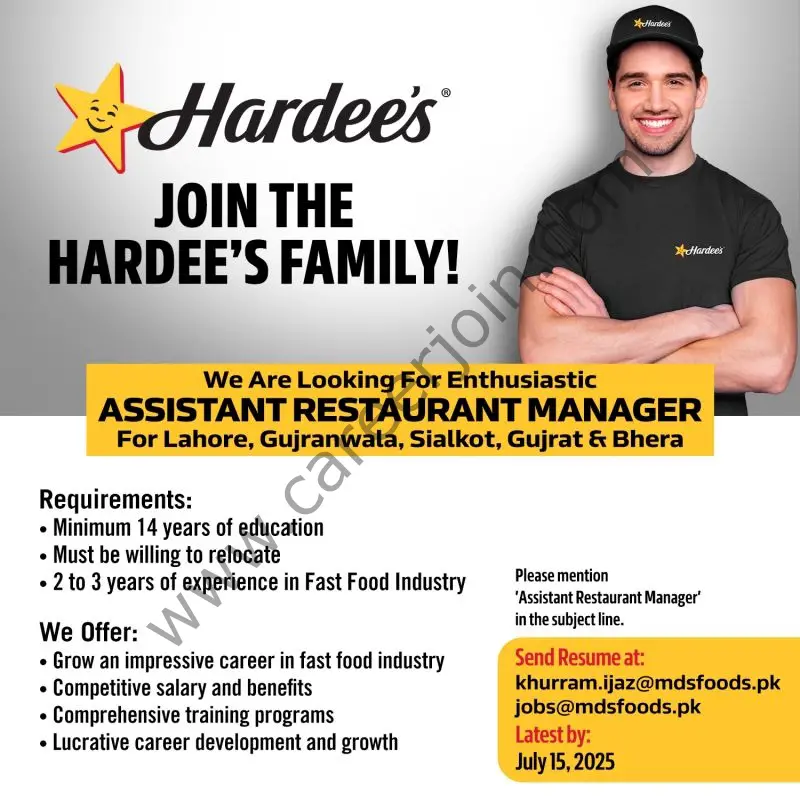 Hardees Pakistan Jobs Assistant Restaurant Manager 1