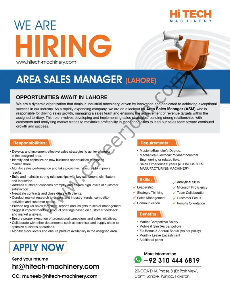 Hi Tech Machninery Jobs Area Sales Manager 1