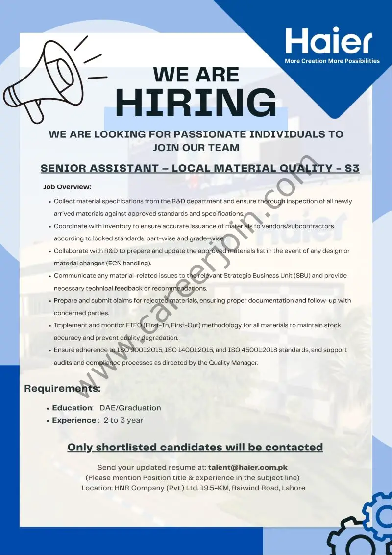 Haier Pakistan Jobs June 2025 1
