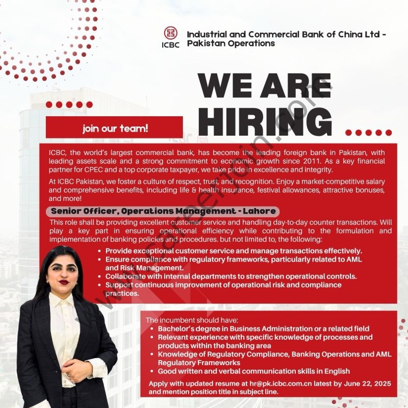 ICBC Pakistan Jobs Senior Officer Operations Management 1