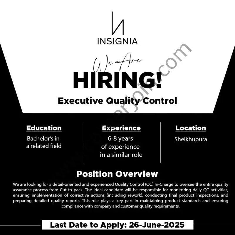 InSignia Jobs Executive Quality Control 1