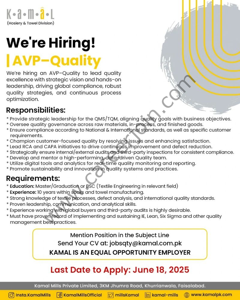 Kamal Mills Pvt Ltd Jobs June 2025 2