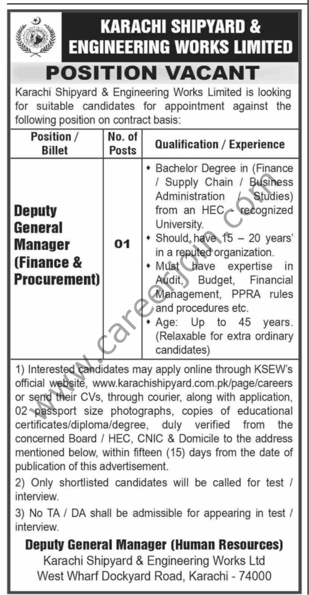 Karachi Shipyard & Engineering Works Limited Jobs 01 June 2025 Dawn 1