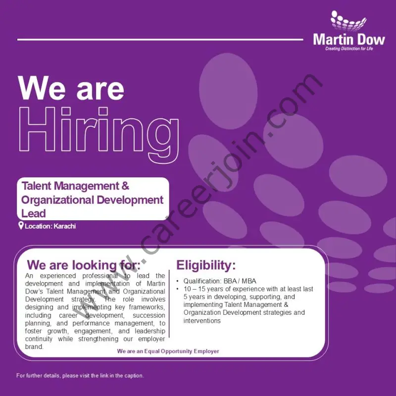 Martin Dow Limited Jobs Talent Management & Organizational Development Lead 1