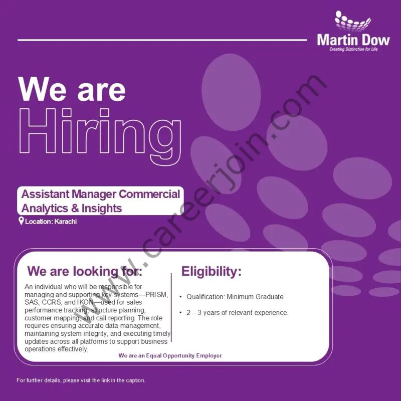 Martin Dow Limited Jobs Assistant Manager Commercial Analytics & Insights 1