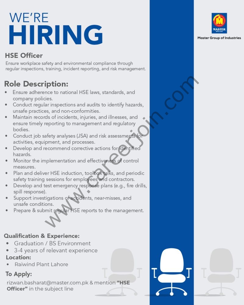 Master Group Of Industries Jobs HSE Officer 1