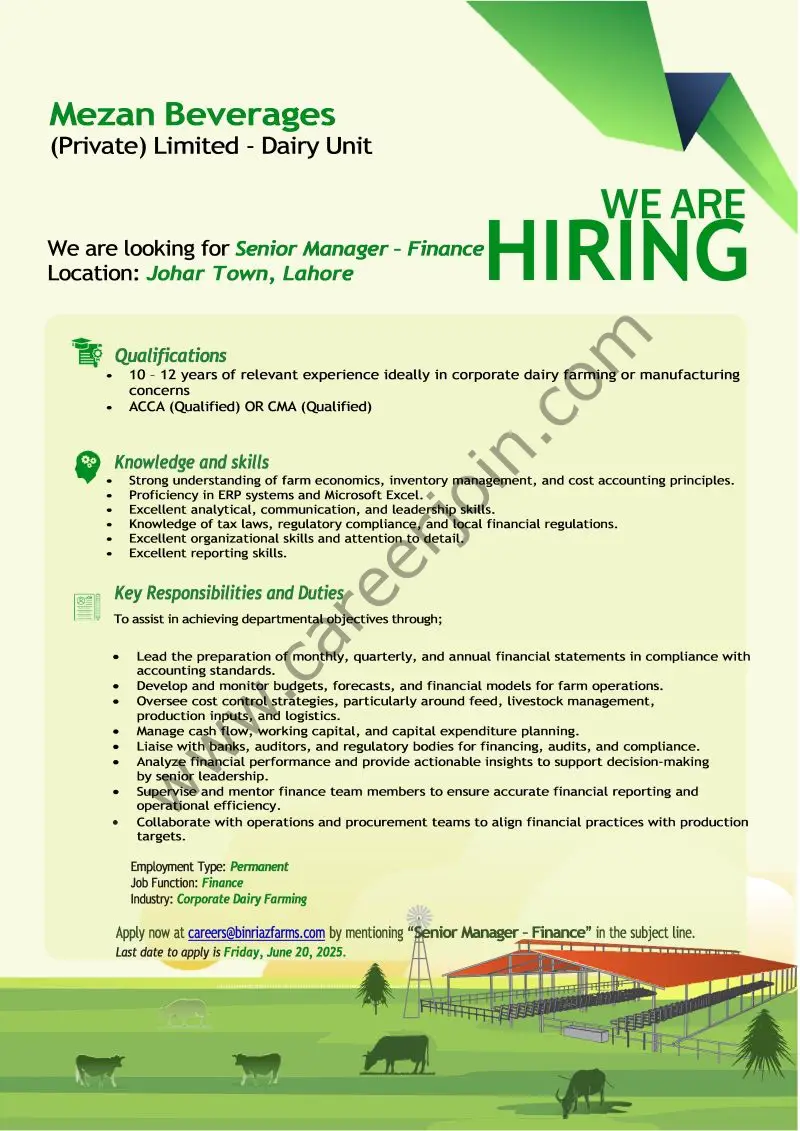 Mezan Beverages (Private) Limited Jobs Senior Manager Finance 1