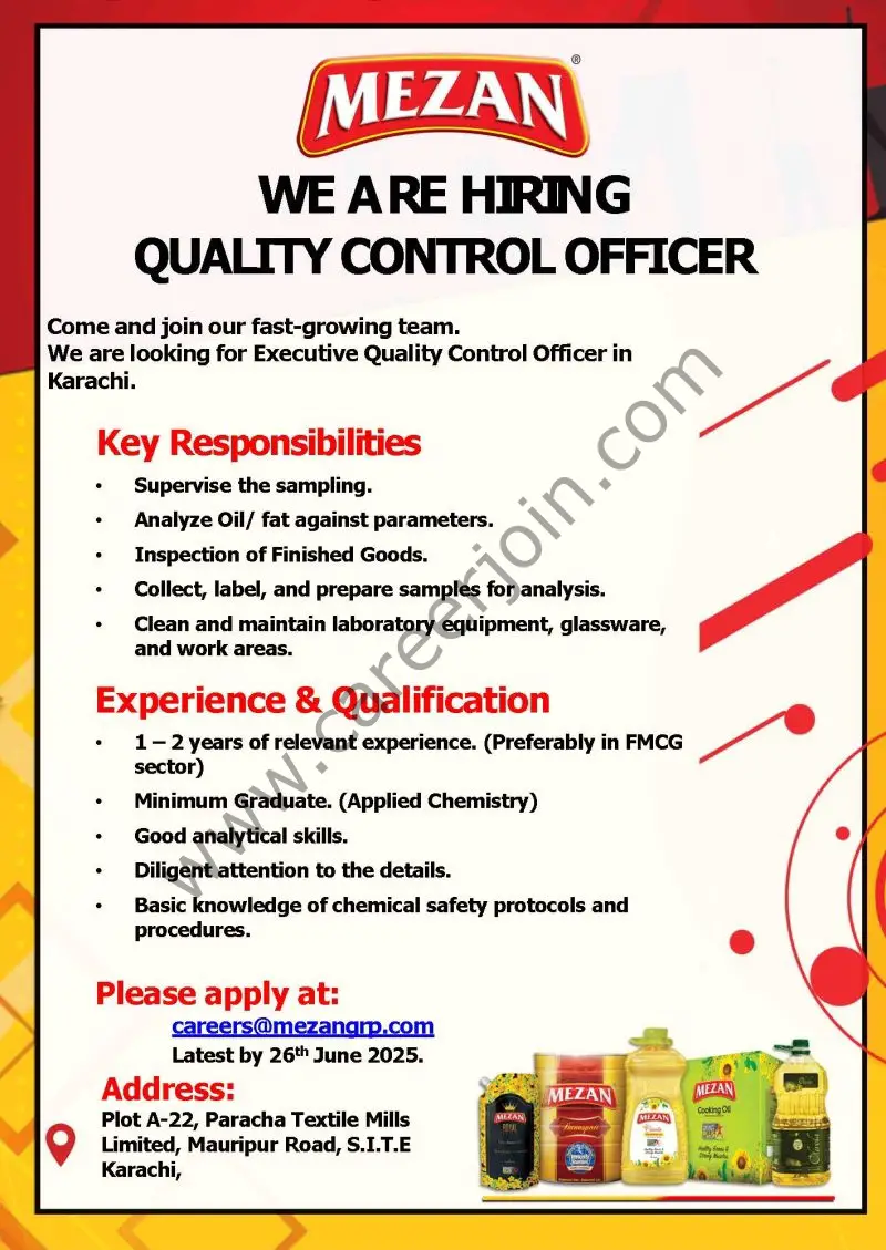 Mezan Group Jobs Quality Control Officer 1
