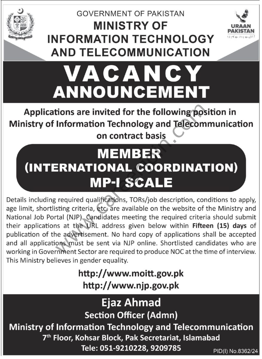 Ministry of Information Technology & Telecommunication Jobs 01 June 2025 Express Tribune 01 1