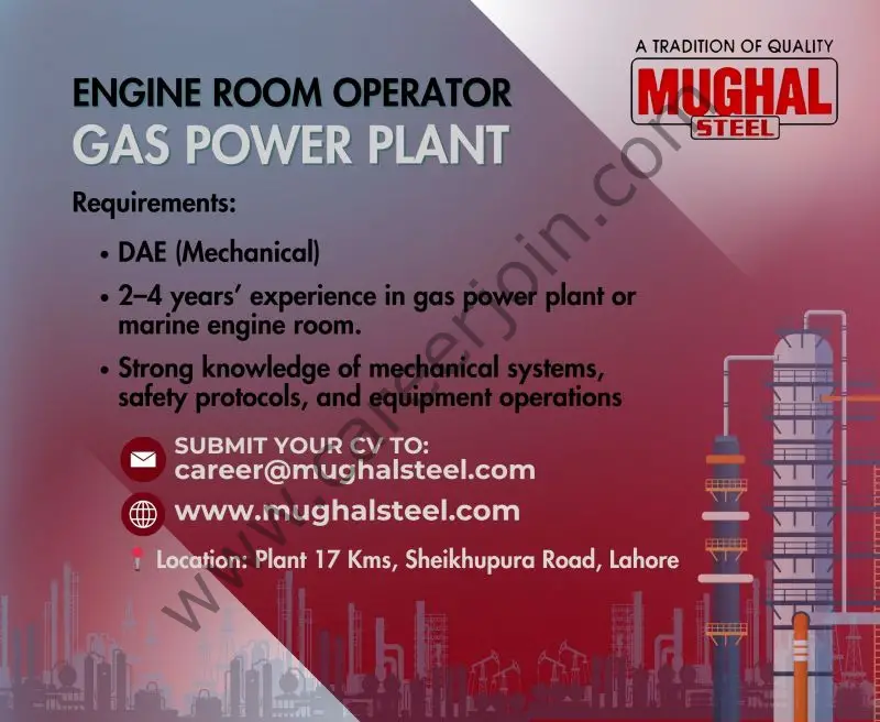 Mughal Steel Jobs Engine Room Operator 1