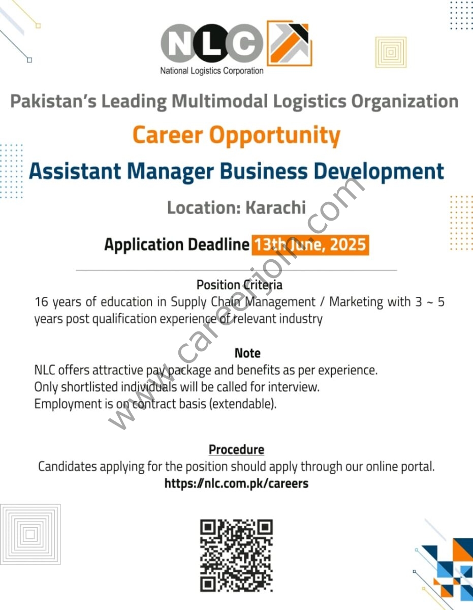 NLC National Logistics Corporation Jobs Assistant Manager Business Development 1