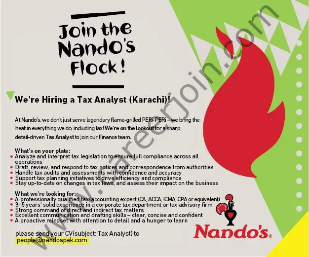 Nando's Pakistan Jobs Tax Analyst 1