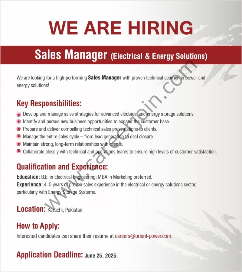 Orient Energy System Jobs Sales Manager 1