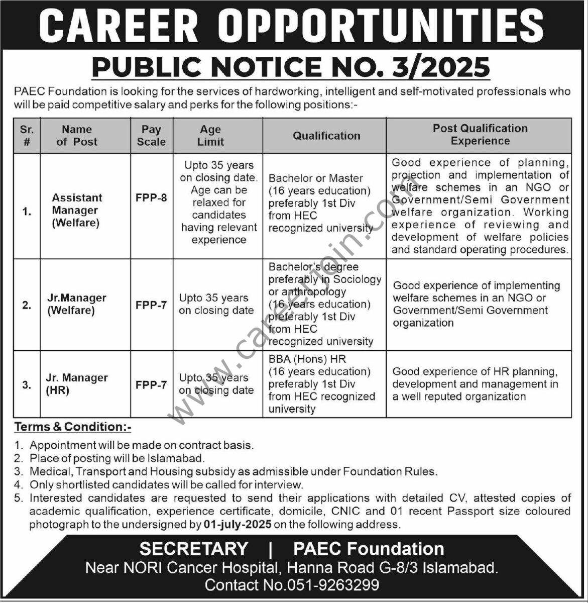 PAEC Foundation Jobs 15 June 2025 Express Tribune 1
