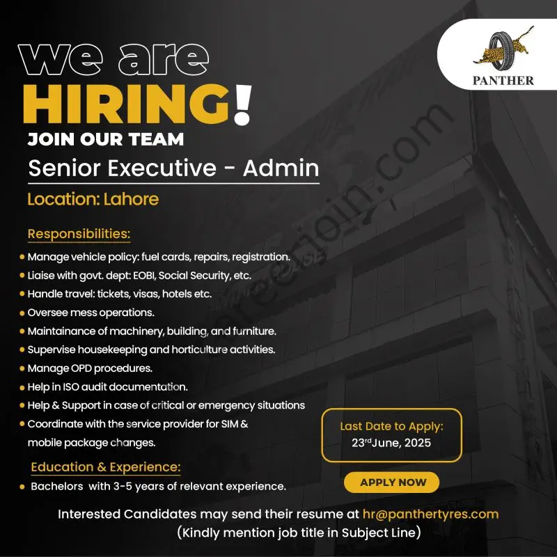 Panther Tyres Limited Jobs Senior Executive Admin 1