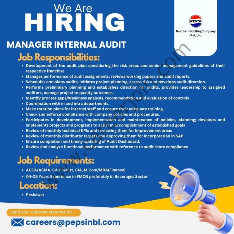 Northern Bottling Company Pvt Ltd Jobs Manager Internal Audit 1