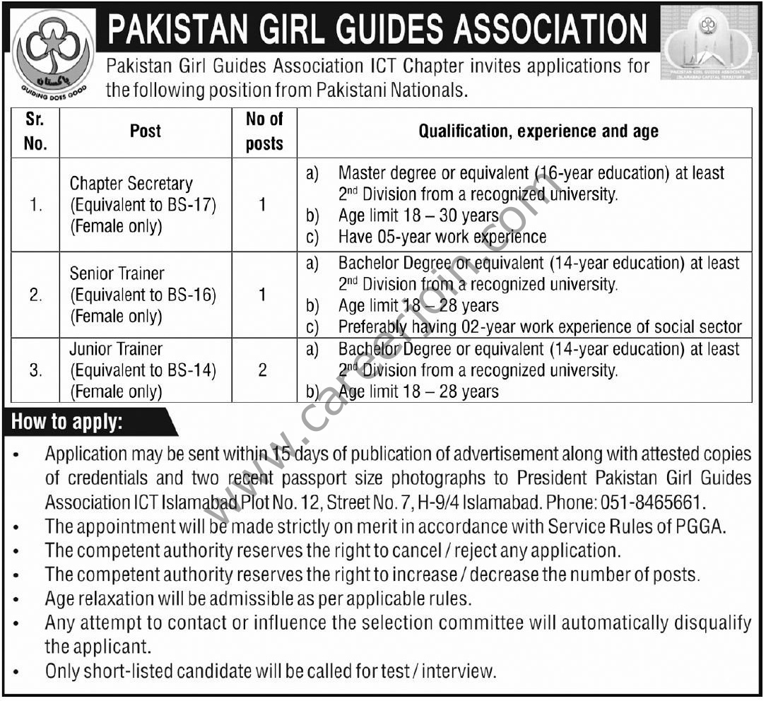 Pakistan Girl Guides Association Jobs 01 June 2025 Express Tribune 1
