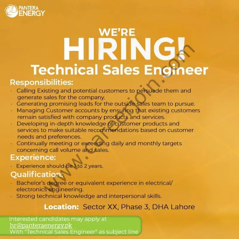 Pantera Energy Limited Jobs Technical Sales Engineer 1