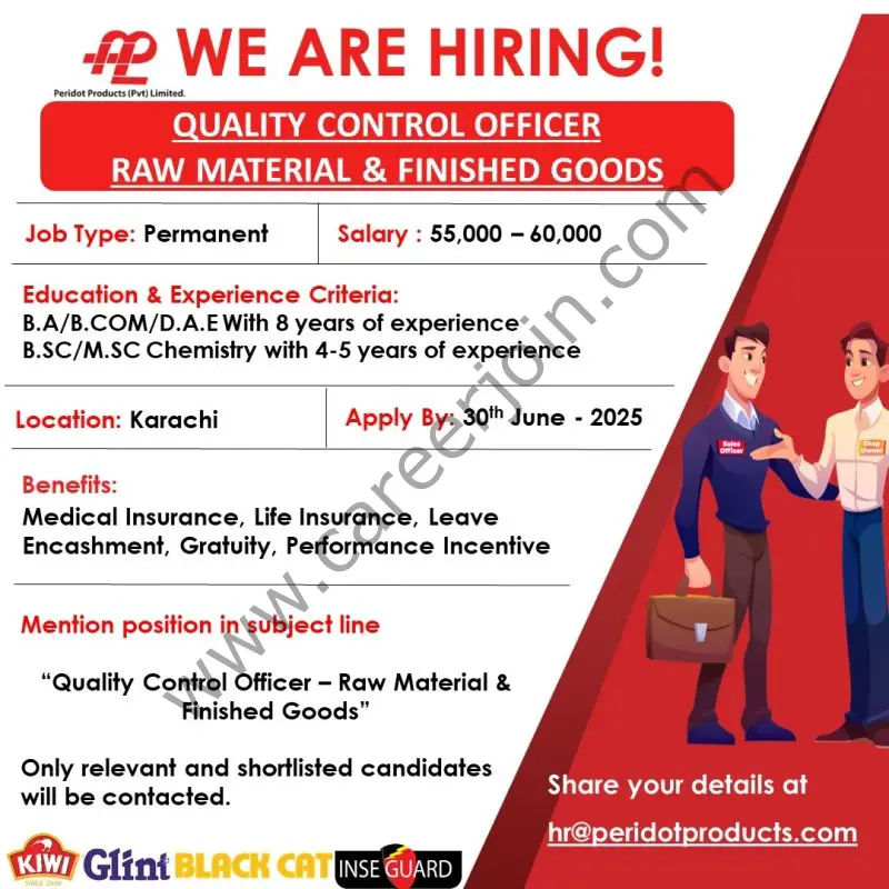 Peridot Products (Pvt) Limited Jobs Quality Control Officer 1