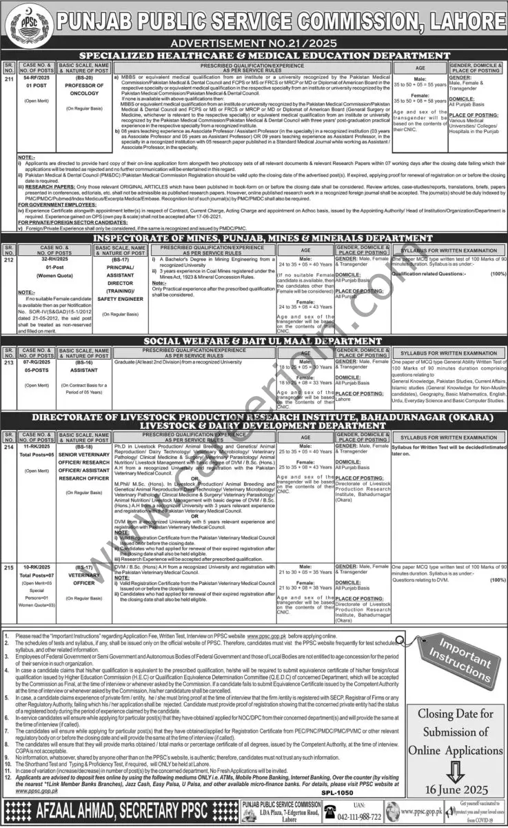 Punjab Public Service Commission PPSC Jobs 01 June 2025 Express Tribune 1