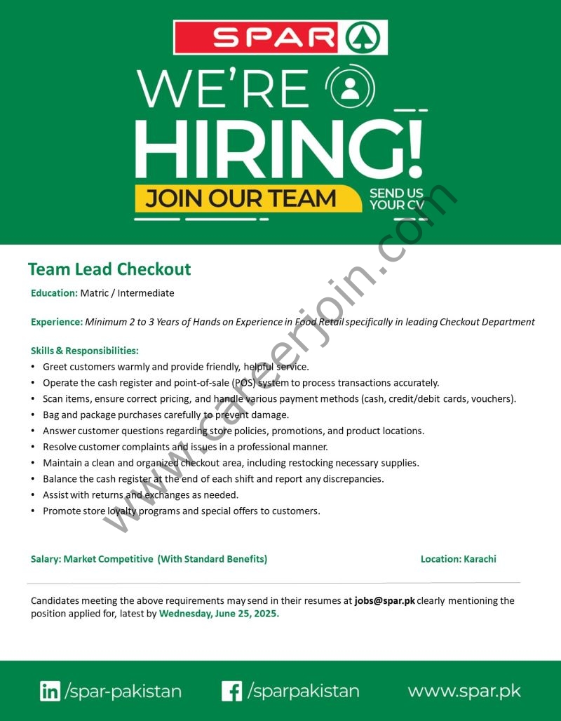 SPAR Pakistan Jobs Team Lead Checkout 1