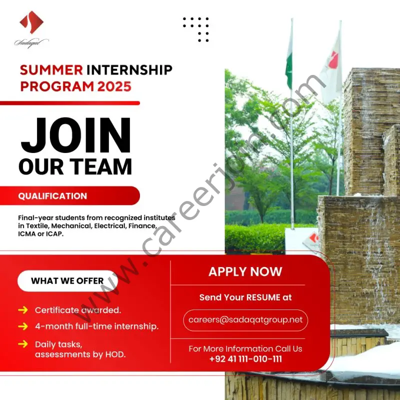 Sadaqat Limited Summer Internship Program 2025 1