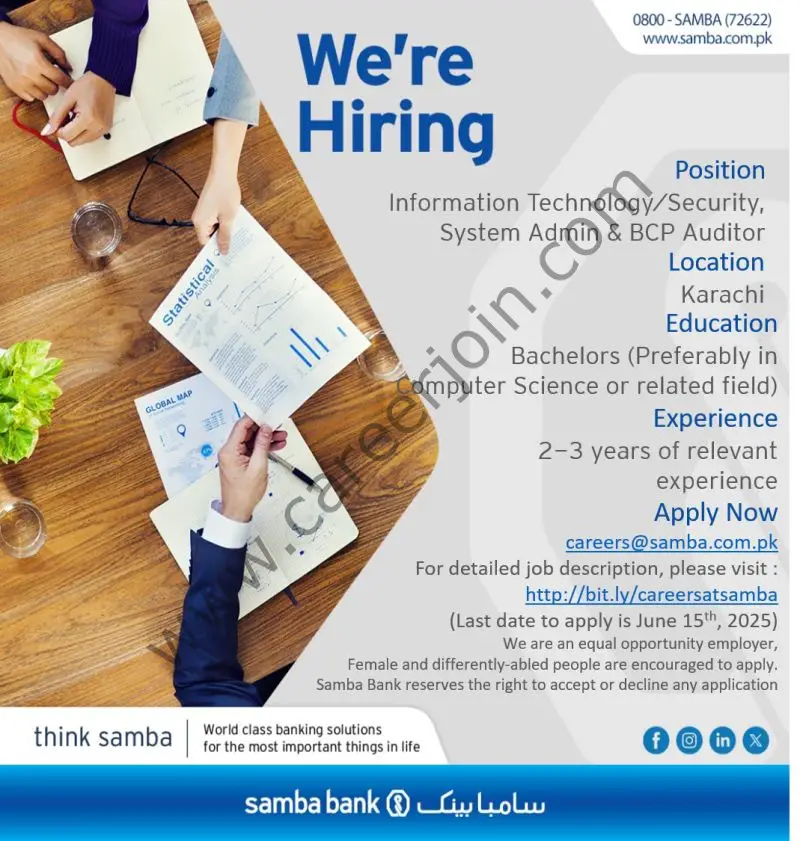 Samba Bank Limited Jobs June 2025 2