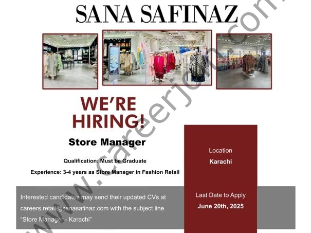 Sana Safinaz Jobs Store Manager 1