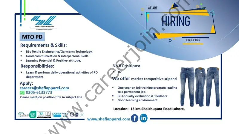 Shafi Pvt Ltd Jobs MTO PD 1