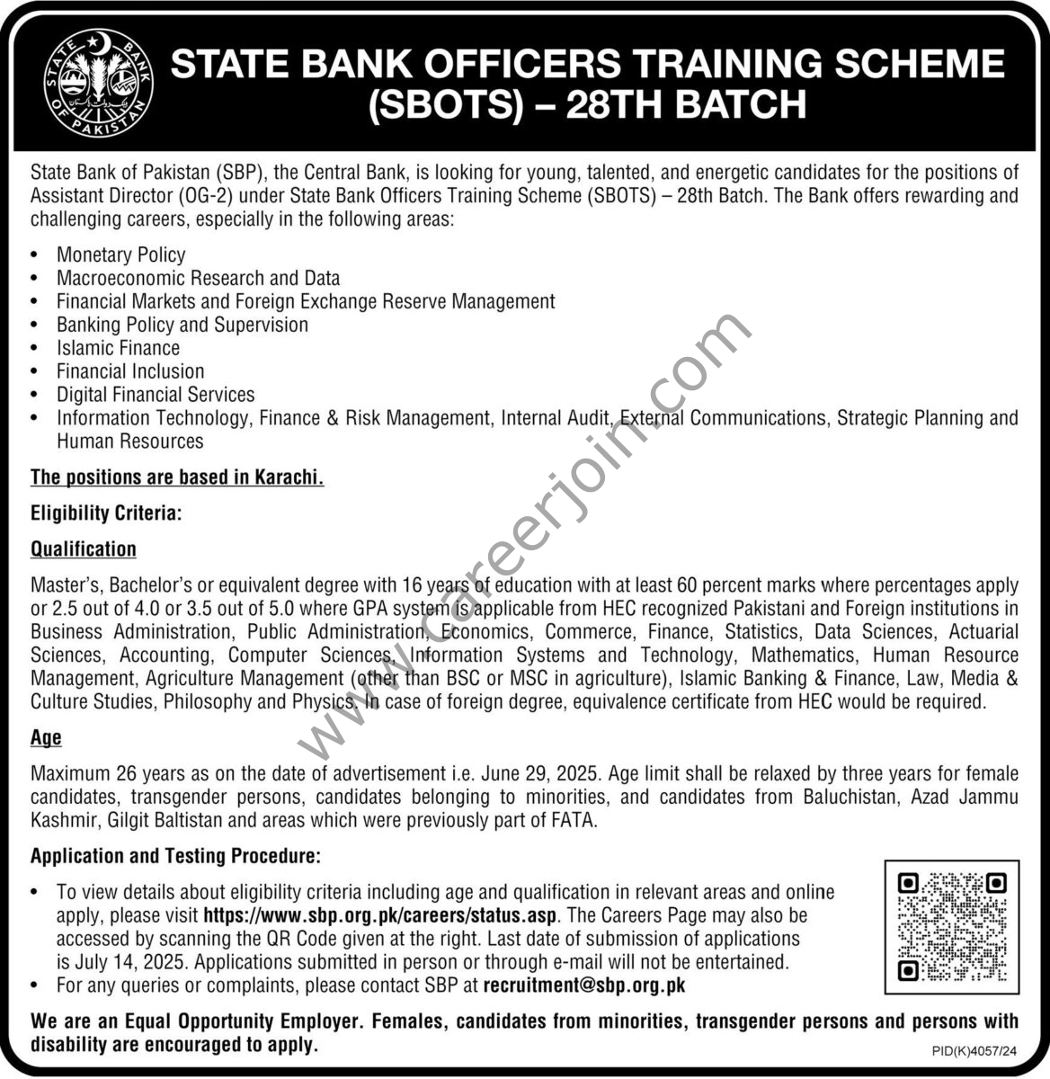 State Bank of Pakistan SBP Jobs 29 June 2025 Express Tribune 01 1