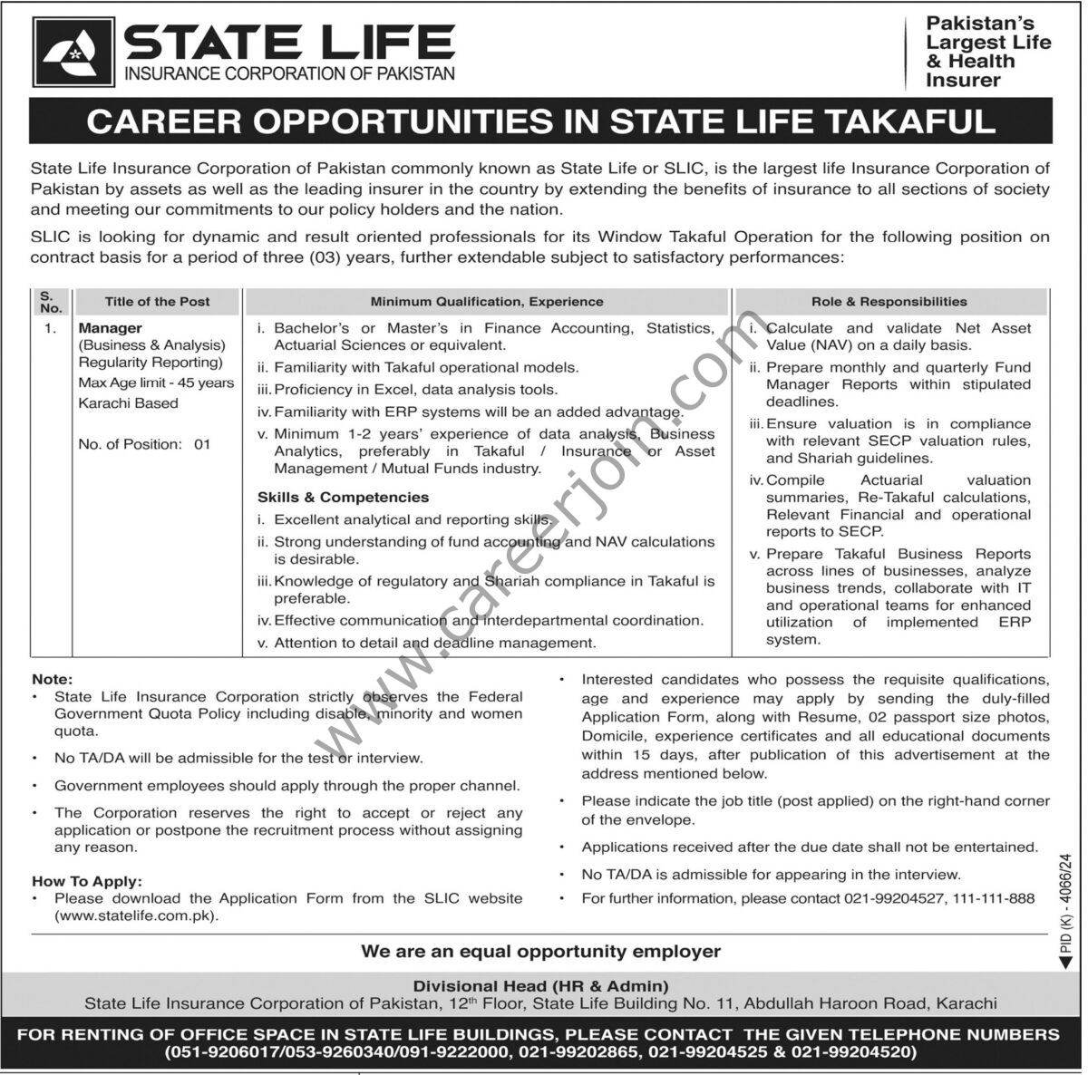 State Life Insurance Corp Jobs 29 June 2025 Express Tribune 1