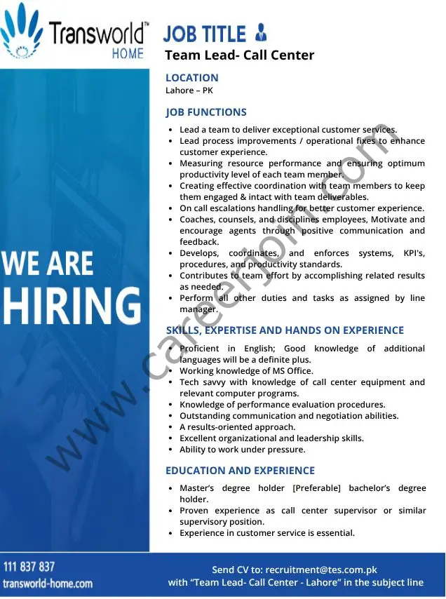 Transworld Home Jobs Team Lead 1