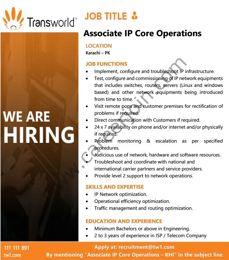 Transworld Associates Jobs Associate IP Core Operations 1