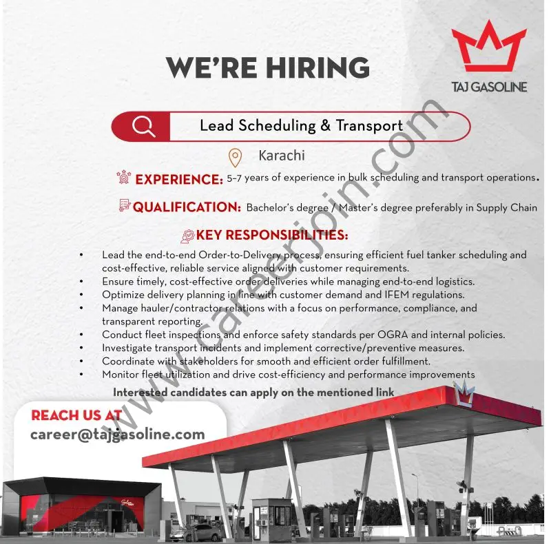 Taj Gasoline Jobs Lead Scheduling & Transport 1