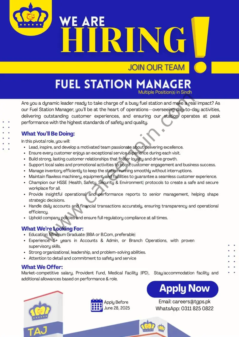 Taj Group Of Petroleum Services TGPS Jobs Fuel Station Manager 1