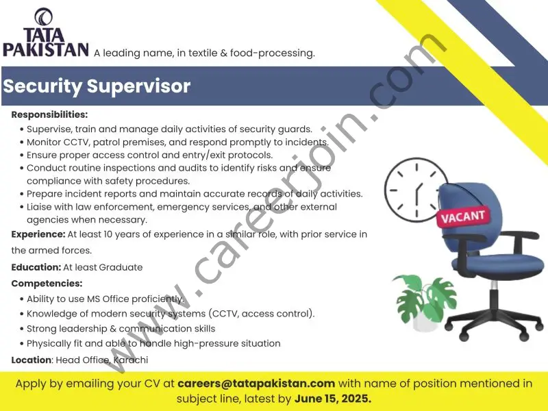 Tata Pakistan Jobs Security Supervisor 1