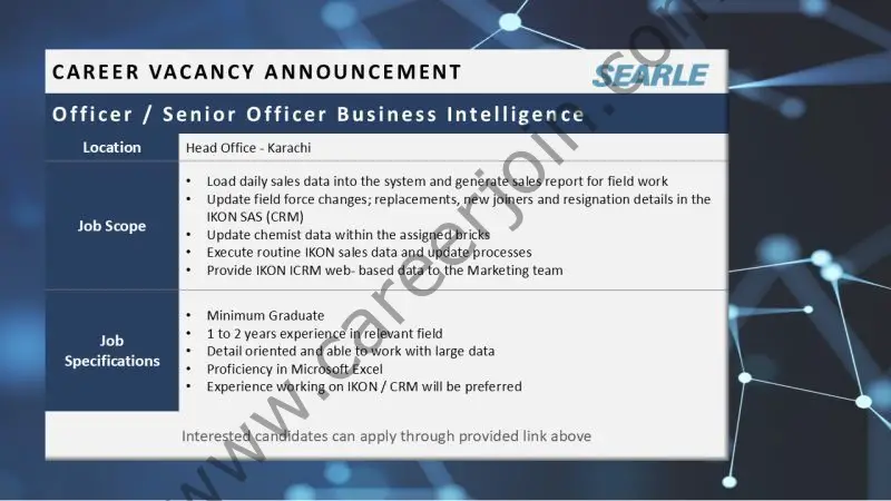 The SEARLE Company Jobs Officer / Senior Officer Business Intelligence 1