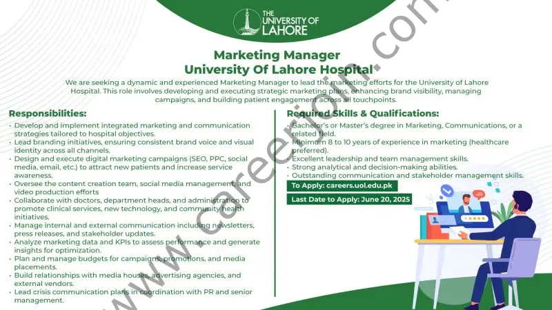 The University of Lahore Hospital Jobs Marketing Manager 1