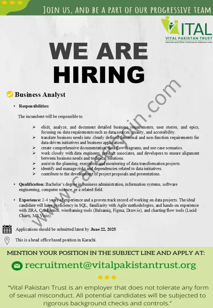 Vital Trust Pakistan Jobs Business Analyst 1