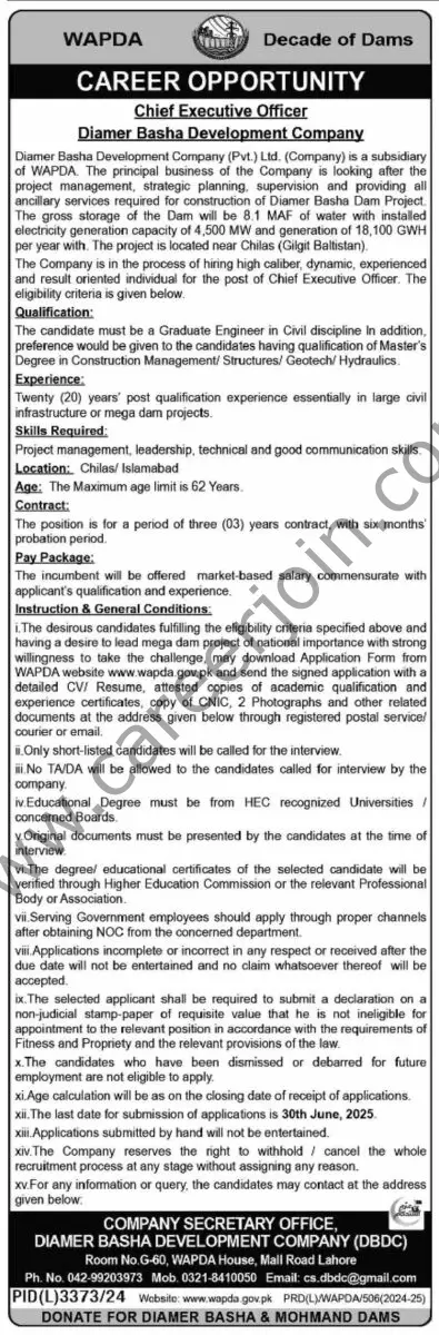 WAPDA Jobs 15 June 2025 Dawn 1
